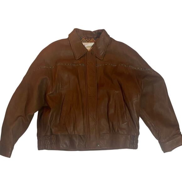 Vintage London Fog Western Accent Leather Bomber Jacket - Picture 1 of 7